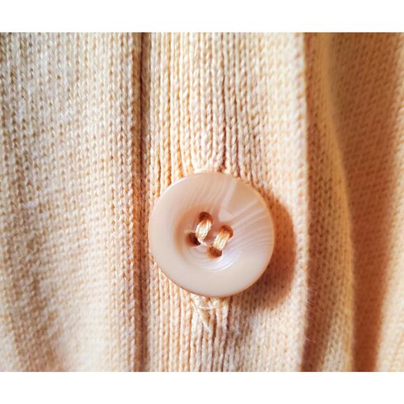 Chadwick's Cardigan Womens Size PM Soft Yellow Retro Button 50s 60s Cotton Sz M - Picture 4 of 8